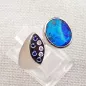 Mobile Preview: Opalring mit 3,34 ct Blauen Boulder Opal, Saphire & Diamanten 18k Weißgold