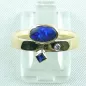 Preview: Opalring, 0,96 ct Blauer Black Opal, Diamanten, Saphir, Bild1