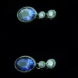 18k Weißgold Ohrringe mit Tansaniten und Diamanten, Bild2