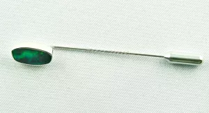Reversnadel aus 925er Sterling Silber grünen mit Top Black Opal