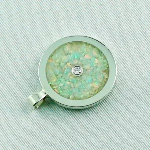 ►Silberkette white confetti Opal Inlay Anhänger, Diamant, Bild5