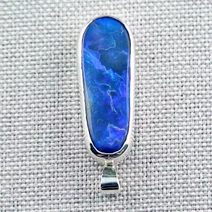 935er Silberanhänger mit 5,05 ct blauer Black Opal und dazugehöriger 925er Silberkette - Echter Opalschmuck online kaufen - Opale mit Zertifikat 4