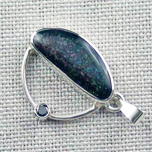 Wunderschöner Opalanhänger mit 1,41 ct Fairy Boulder Opal aus 935er Silber, zusätzlich besetzt mit schwarzen Diamanten - Echter Opalschmuck online kaufen 3