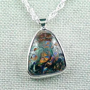 Wunderschöner Opalanhänger aus Silber mit 10,65 ct schweren Boulder Matrix Opal & mit passender Silberkette - Opal Schmuck aus Silber online kaufen - Opale mit Zertifikat 1