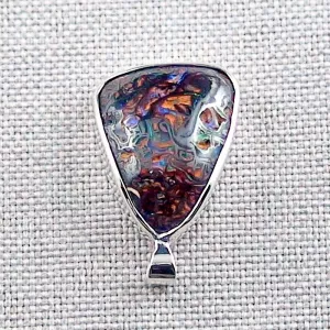 Wunderschöner Opalanhänger aus Silber mit 10,65 ct schweren Boulder Matrix Opal & mit passender Silberkette - Opal Schmuck aus Silber online kaufen - Opale mit Zertifikat 4