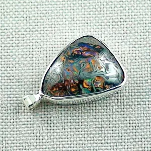 Wunderschöner Opalanhänger aus Silber mit 10,65 ct schweren Boulder Matrix Opal & mit passender Silberkette - Opal Schmuck aus Silber online kaufen - Opale mit Zertifikat 5