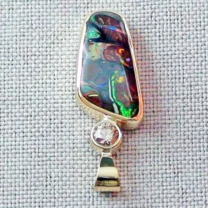 ►18k Goldanhänger mit top Boulder Matrix Opal & Diamant, Bild4