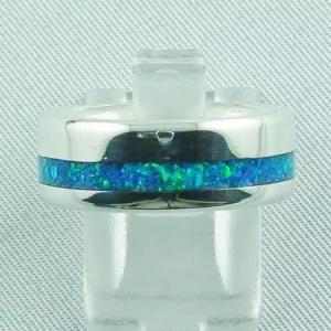 Opal Inlay Silberring 7,42 gr, Damenring, Silberring mit Ozean Blau