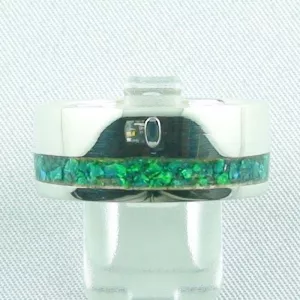 Opalring 11,57 gr, Silberring mit Opal Inlay Emerald Green, Herrenring, Bild1