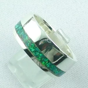 Opalring 11,57 gr, Silberring mit Opal Inlay Emerald Green, Herrenring, Bild2