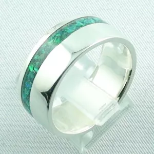 Opalring 11,57 gr, Silberring mit Opal Inlay Emerald Green, Herrenring, Bild3