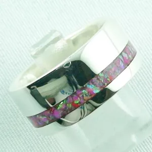 Damenring, Opalring 9,66 gr, Silberring mit Opal Inlay hot pink, Bild6