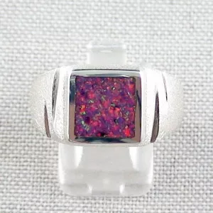 ►massiver Opalring aus Silber, 12,22 gr Opal Inlay deep purple Bild1