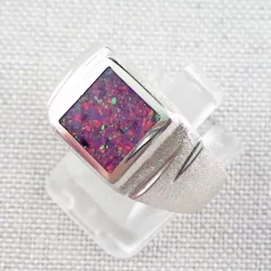 ►massiver Opalring aus Silber, 12,22 gr Opal Inlay deep purple Bild2