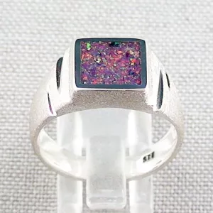 ►massiver Opalring aus Silber, 12,22 gr Opal Inlay deep purple Bild4