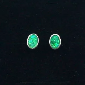 935er Silber Ohrstecker Silber mit Opal Inlay emerald green