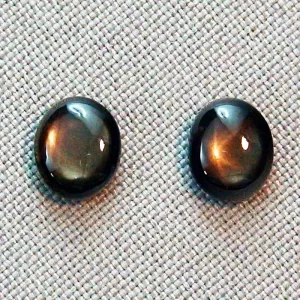 Zwei Stern Saphire mit Cabochon-Schliff als Pärchen mit zus. 10,80 ct. Gewicht, Zwei schwarze Steine mit spektakulärem goldbraunen Stern | Immer mit Zertifikat 3