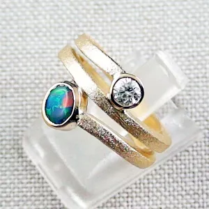 ►Designer 18k Opal-Gold-Ring 0,48 ct Black Opal Diamant 0,24 ct, Bild2