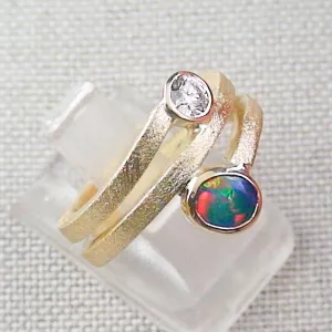 ►Designer 18k Opal-Gold-Ring 0,48 ct Black Opal Diamant 0,24 ct, Bild6