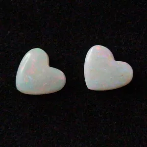 ►2 White Opal Herzen zus. 5,97 ct Herz-Opalsteine Edelsteine, Bild2