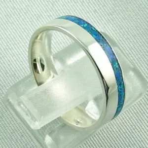 Opalring 4,21 gr., Bandring, Silberring mit Opal Inlay ocean blue, Bild5