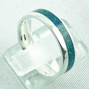 Opalring 3,11 gr., Bandring, Silberring mit Opal Inlay sea green, Bild5