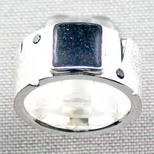 Massiver Herrenring mit Fairy Boulder Opal 25,32 Gramm - Silberring mit Boulder Opal und Diamanten in verschiedenen Ringgrößen erhältlich - Immer ein Unikat! 4