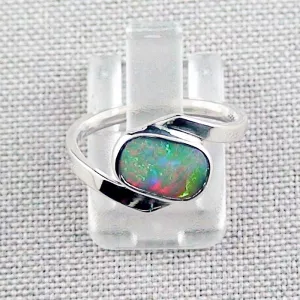 935er Opalring mit 0,74 ct. White Opal Silberring Multicolor