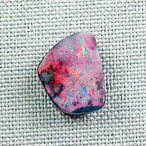 Echter Boulder Opal 5,95 ct. aus Australien - Opale mit Zertifikat online kaufen - Roter Multicolor Boulder Opal 15,05 x 13,64 x 4,14 mm für Opalschmuck-4