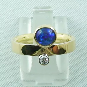 750er Goldring, Damenring, 0,90 ct Black Crystal Opal, Diamant, Bild1