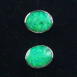 925er Sterling Silber Ohrstecker Opal Inlay Emerald Green Grün Ohrringe  - Massiver Silberschmuck aus eigener Herstellung mit Lichtbild-Zertifikat online kaufen 4