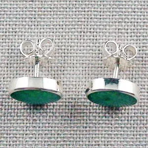 925er Sterling Silber Ohrstecker Opal Inlay Emerald Green Grün Ohrringe  - Massiver Silberschmuck aus eigener Herstellung mit Lichtbild-Zertifikat online kaufen 5
