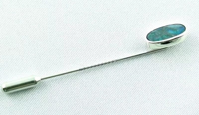 Krawatten-, Reversnadel aus Silber mit Black Opal, Bild5