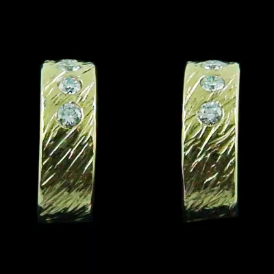 3/4 Creolen, 18k Diamant-Gold-Ohrstecker zus. 0,25 ct, Bild1