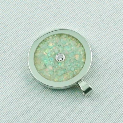 ►Silberkette white confetti Opal Inlay Anhänger, Diamant, Bild3