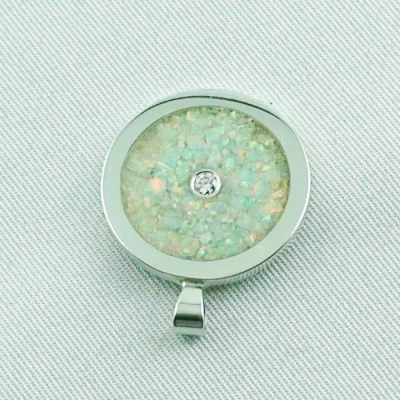 ►Silberkette white confetti Opal Inlay Anhänger, Diamant, Bild4