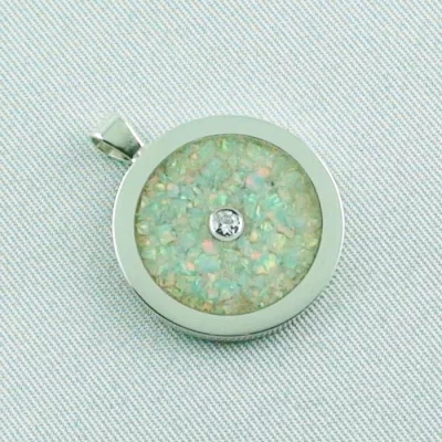 ►Silberkette white confetti Opal Inlay Anhänger, Diamant, Bild6