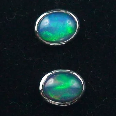 Echte 925er Ohrstecker 2,11 ct. Blau Grüne Welo Opale Ohrringe Opalohrstecker - Echter Opalschmuck mit Lichtbild-Zertifikat ganz einfach online kaufen 2
