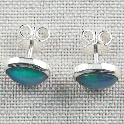 Echte 925er Ohrstecker 2,11 ct. Blau Grüne Welo Opale Ohrringe Opalohrstecker - Echter Opalschmuck mit Lichtbild-Zertifikat ganz einfach online kaufen 5