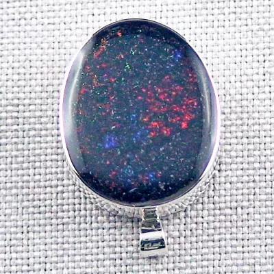 935er Silberanhänger mit 12,83ct schwarzen Multicolor Fairy Boulder Matrix Opal und dazugehöriger 925er Silberkette - Echter Opalschmuck online kaufen 4