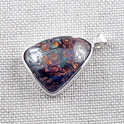 Wunderschöner Opalanhänger aus Silber mit 10,65 ct schweren Boulder Matrix Opal & mit passender Silberkette - Opal Schmuck aus Silber online kaufen - Opale mit Zertifikat 2
