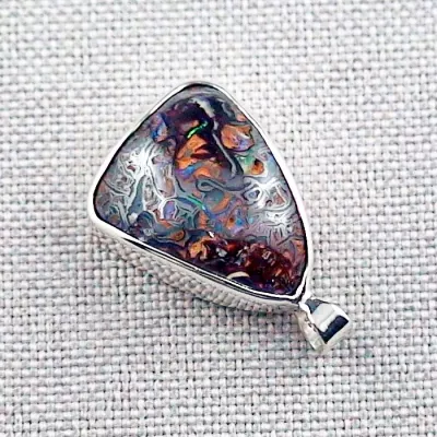 Wunderschöner Opalanhänger aus Silber mit 10,65 ct schweren Boulder Matrix Opal & mit passender Silberkette - Opal Schmuck aus Silber online kaufen - Opale mit Zertifikat 3