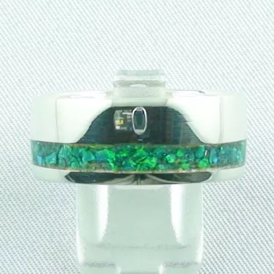 Opalring 11,57 gr, Silberring mit Opal Inlay Emerald Green, Herrenring, Bild1