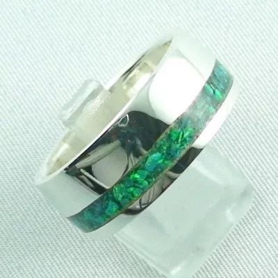 Opalring 11,57 gr, Silberring mit Opal Inlay Emerald Green, Herrenring, Bild6