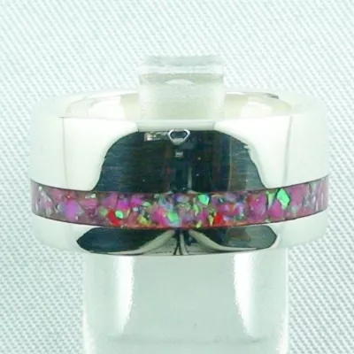 Damenring, Opalring 9,66 gr, Silberring mit Opal Inlay hot pink, Bild1