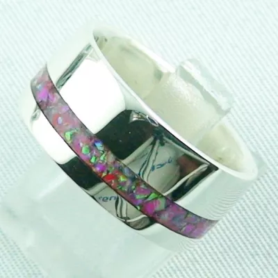 Damenring, Opalring 9,66 gr, Silberring mit Opal Inlay hot pink, Bild2