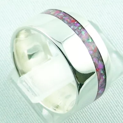 Damenring, Opalring 9,66 gr, Silberring mit Opal Inlay hot pink, Bild5