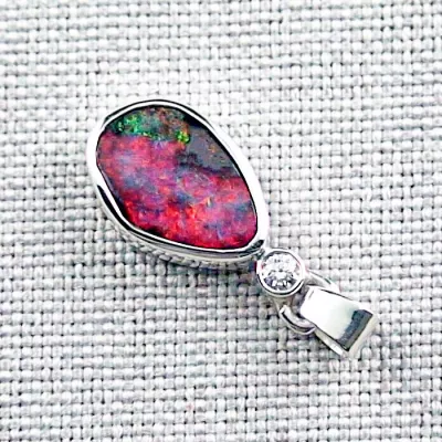 ►935er Silber Opalanhänger mit Boulder Opal & Diamant, Bild3