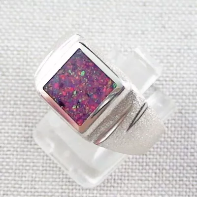 ►massiver Opalring aus Silber, 12,22 gr Opal Inlay deep purple Bild2