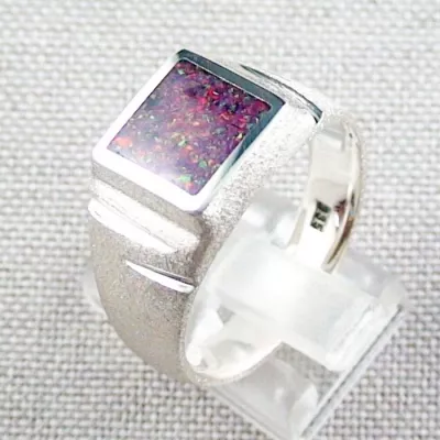 ►massiver Opalring aus Silber, 12,22 gr Opal Inlay deep purple Bild3